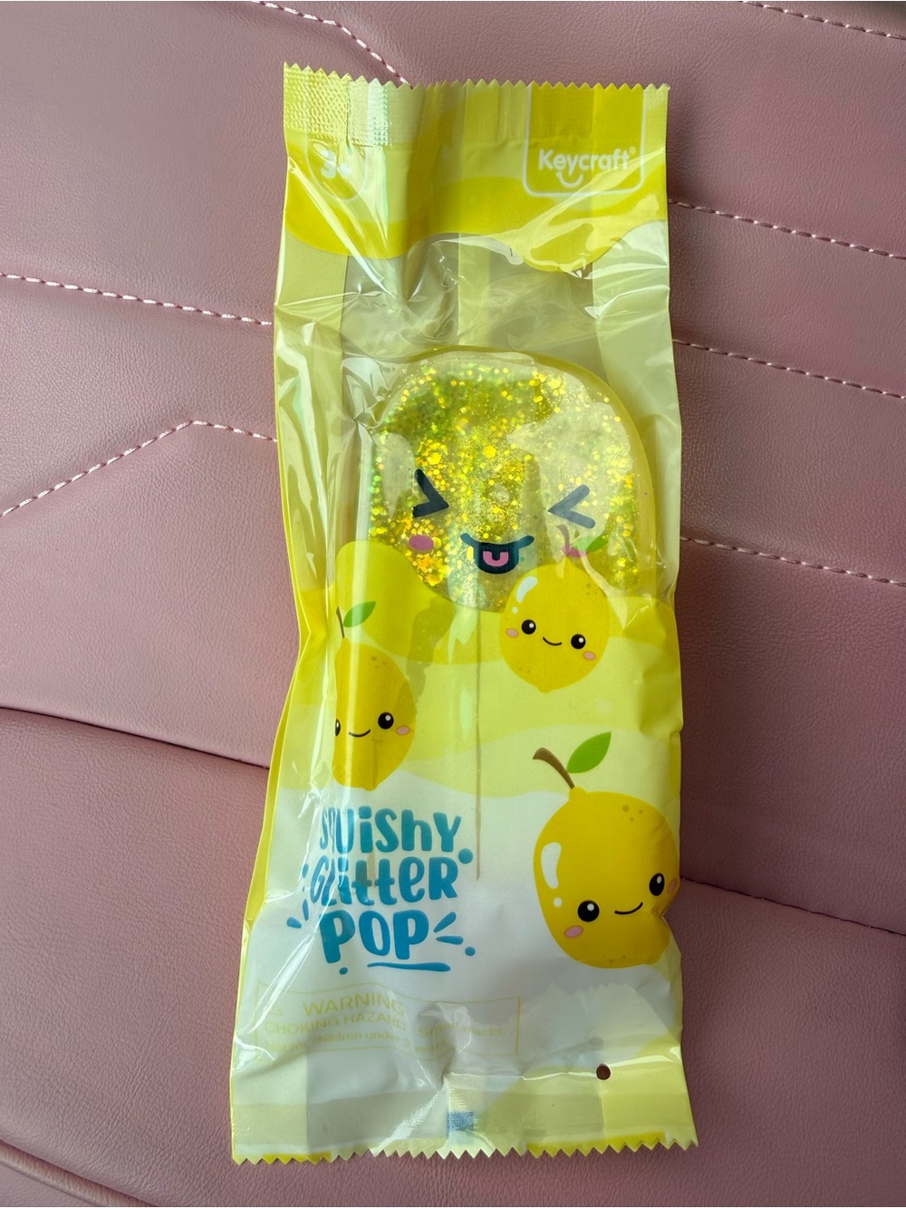 Keycraft Squishy Glitter Pop Lemon Squeezy Toy - Yellow